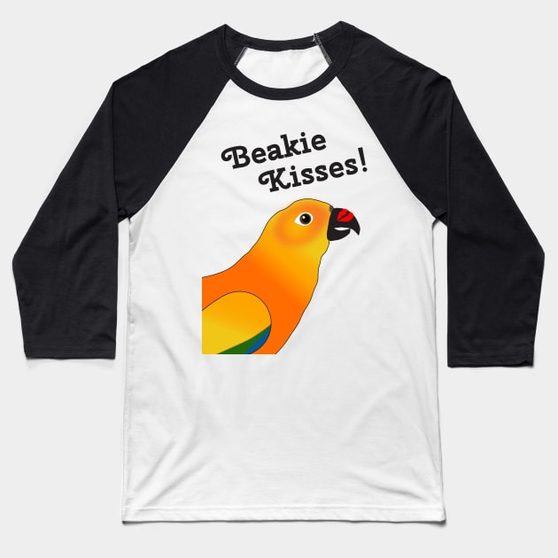 Beakie Kisses Sun Conure Parrot Cute Baseball T-Shirt by Einstein Parrot
